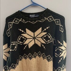 Polo by Ralph Lauren Black and Cream Women's Sweater